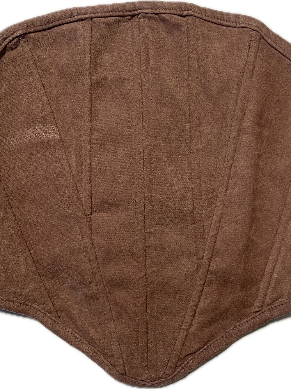 Women's Brown Suede-Look Corset Crop Top